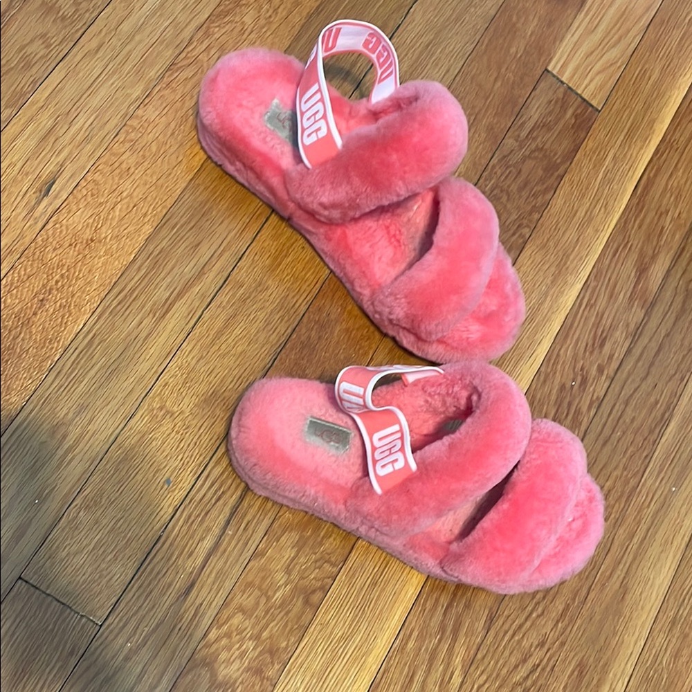 UGG Pink Fluffy Slippers